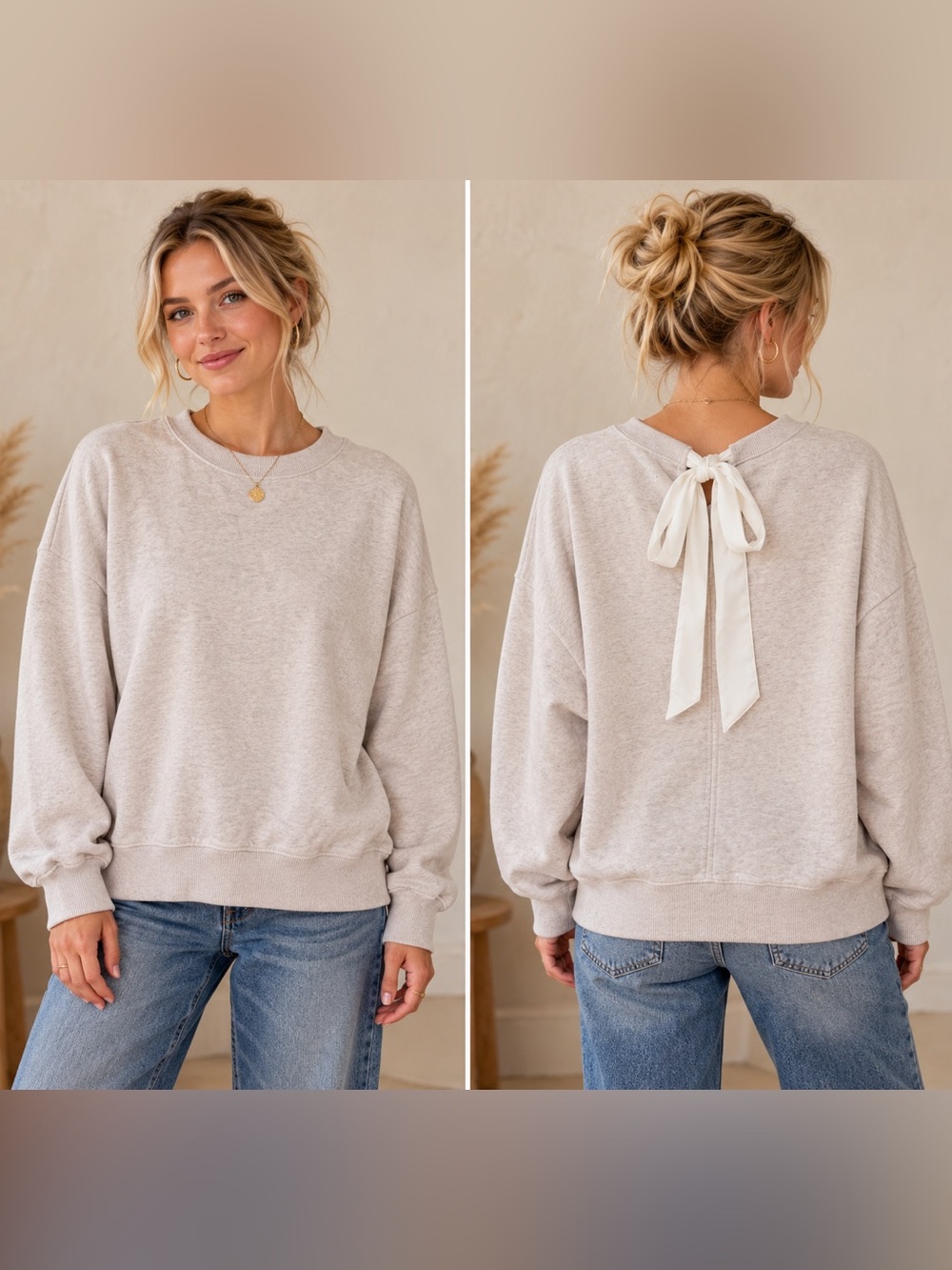 aerie Cream Tie-Back Pullover Sweatshirt